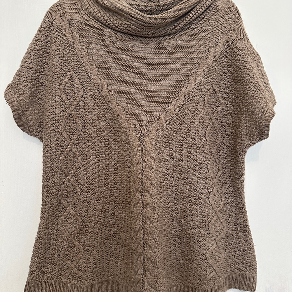 Women's Cable Knit Cowl Neck Sweater - Brown